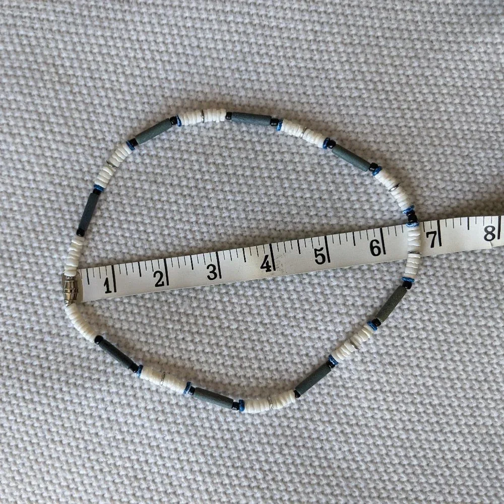 Puka Shell Necklace (blue and white)